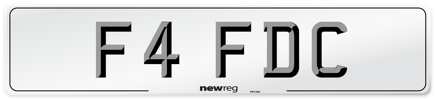 F4 FDC Number Plate from New Reg